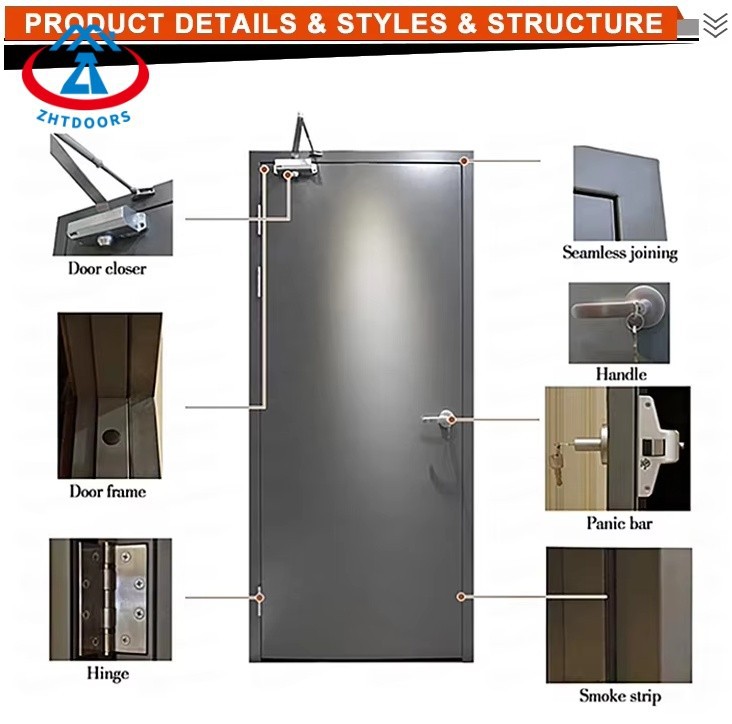 Steel Fire Door With Panic Bar factory Steel Fire Door With Panic Bar factory